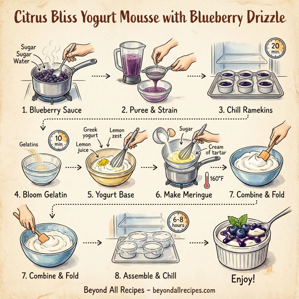 Citrus Bliss Yogurt Mousse with Blueberry Drizzle instructions