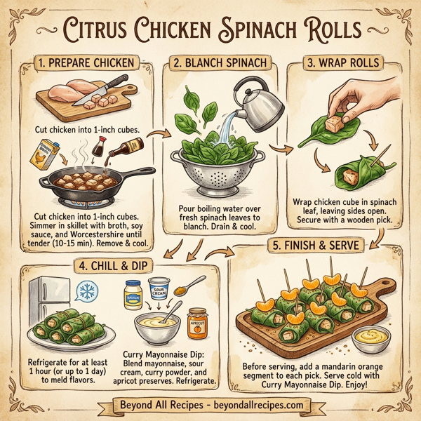 Citrus Chicken Spinach Rolls instructions