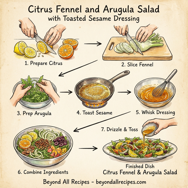 Citrus Fennel and Arugula Salad with Toasted Sesame Dressing instructions