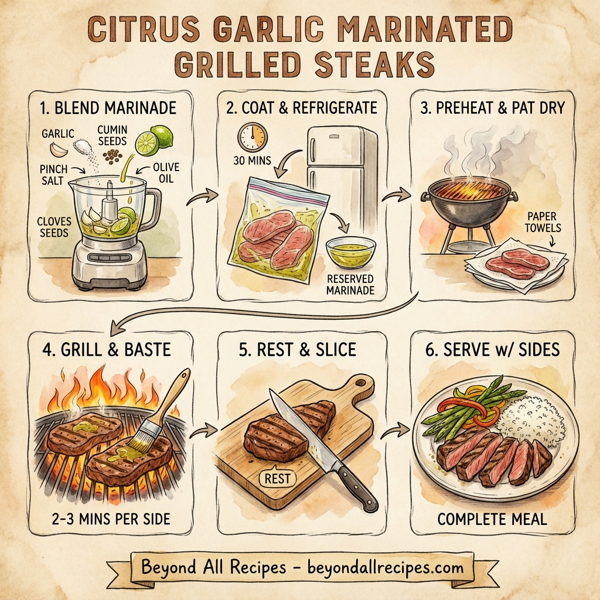 Citrus Garlic Marinated Grilled Steaks instructions