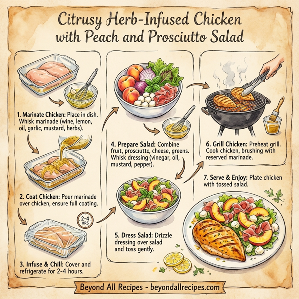 Citrusy Herb-Infused Chicken with Peach and Prosciutto Salad instructions