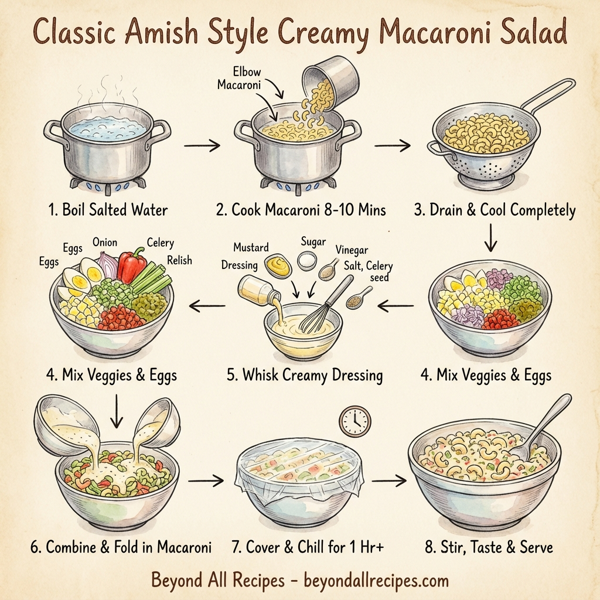 Classic Amish Style Creamy Macaroni Salad instructions