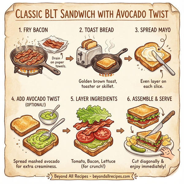 Classic BLT Sandwich with Avocado Twist instructions