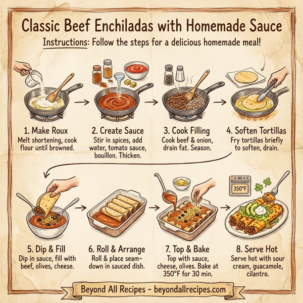 Classic Beef Enchiladas with Homemade Sauce instructions