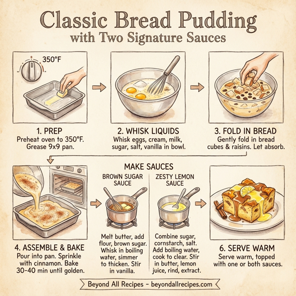 Classic Bread Pudding with Two Signature Sauces instructions
