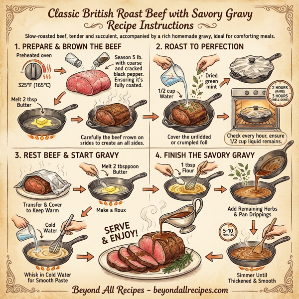 Classic British Roast Beef with Savory Gravy instructions