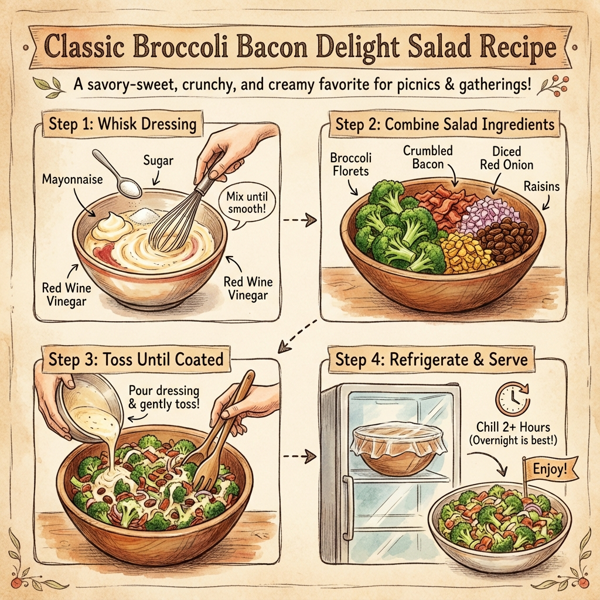 Classic Broccoli Bacon Delight Salad instructions