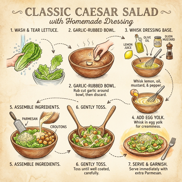 Classic Caesar Salad with Homemade Dressing instructions
