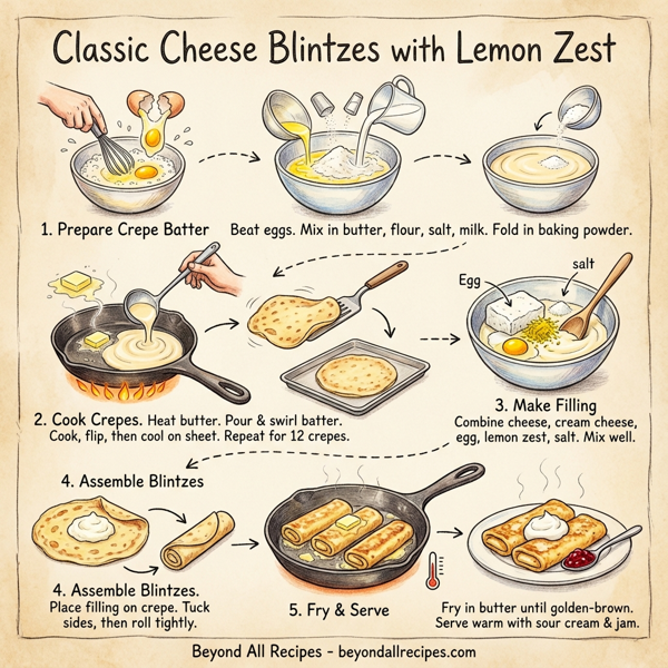 Classic Cheese Blintzes with Lemon Zest instructions