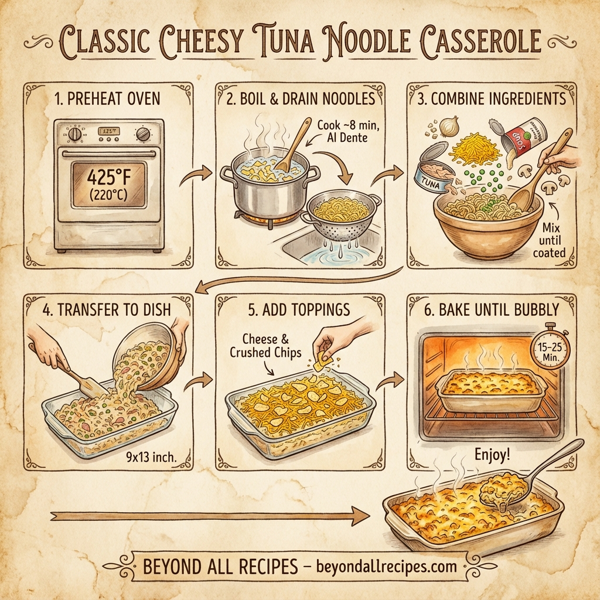 Classic Cheesy Tuna Noodle Casserole instructions
