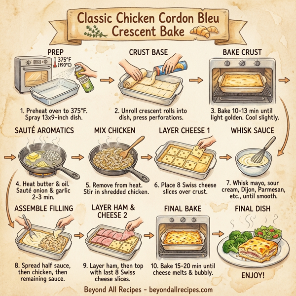 Classic Chicken Cordon Bleu Crescent Bake instructions