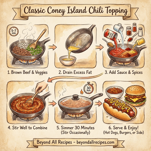 Classic Coney Island Chili Topping instructions
