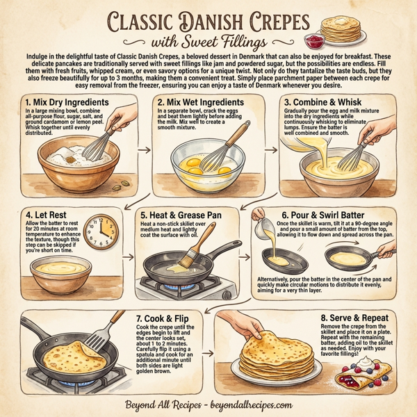 Classic Danish Crepes with Sweet Fillings instructions