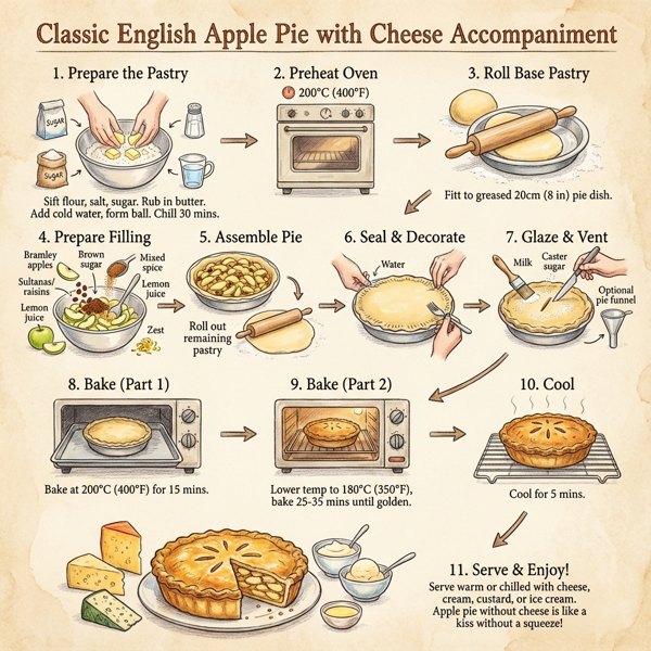 Classic English Apple Pie with Cheese Accompaniment instructions