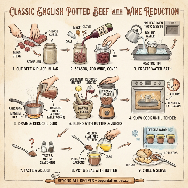 Classic English Potted Beef with Wine Reduction instructions