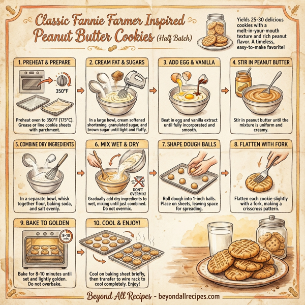 Classic Fannie Farmer Inspired Peanut Butter Cookies (Half Batch) instructions