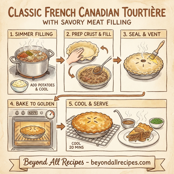 Classic French Canadian Tourtière with Savory Meat Filling instructions
