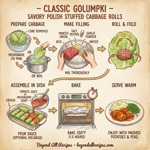 Classic Golumpki - Savory Polish Stuffed Cabbage Rolls instructions