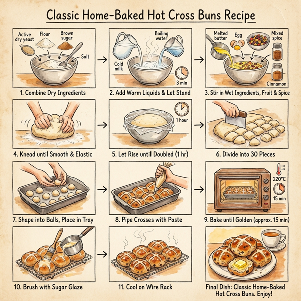 Classic Home-Baked Hot Cross Buns instructions