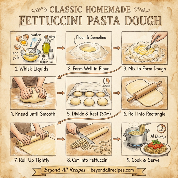 Classic Homemade Fettuccini Pasta Dough instructions