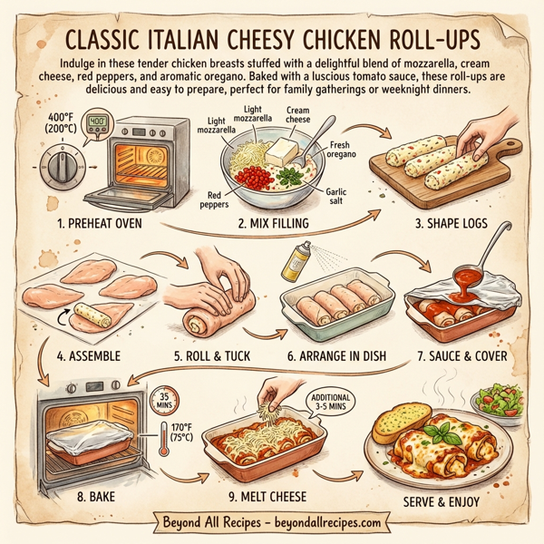 Classic Italian Cheesy Chicken Roll-Ups instructions