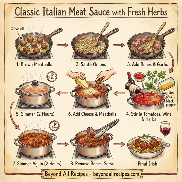 Classic Italian Meat Sauce with Fresh Herbs instructions