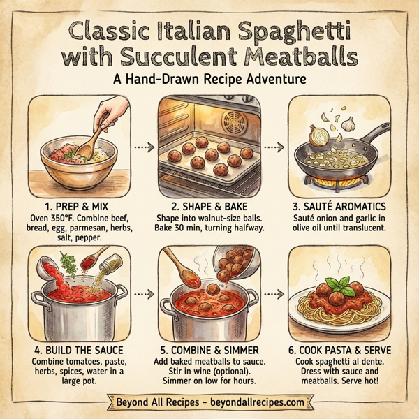 Classic Italian Spaghetti with Succulent Meatballs instructions