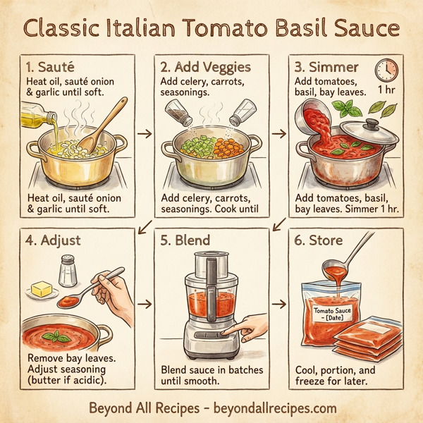 Classic Italian Tomato Basil Sauce instructions