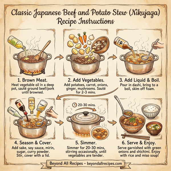 Classic Japanese Beef and Potato Stew (Nikujaga) instructions