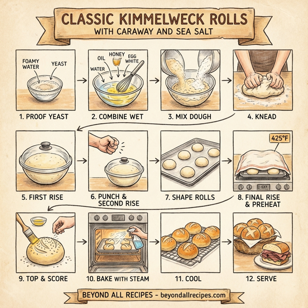 Classic Kimmelweck Rolls with Caraway and Sea Salt instructions