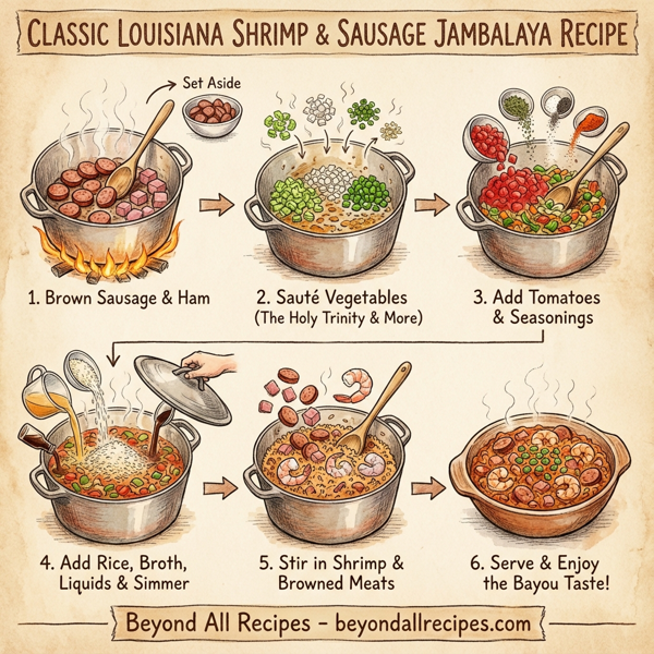 Classic Louisiana Shrimp and Sausage Jambalaya instructions