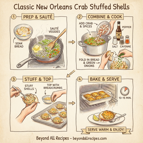 Classic New Orleans Crab Stuffed Shells instructions