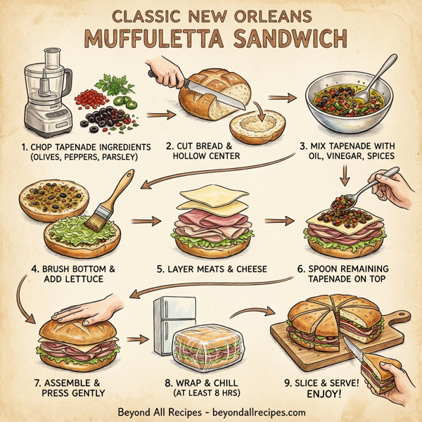 Classic New Orleans Muffuletta Sandwich instructions