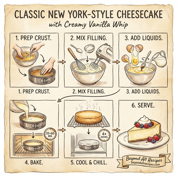 Classic New York-Style Cheesecake with Creamy Vanilla Whip instructions