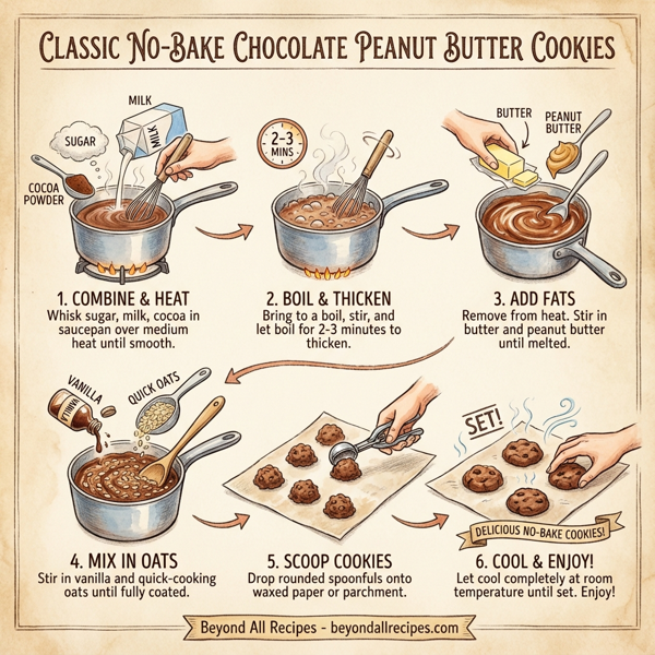 Classic No-Bake Chocolate Peanut Butter Cookies instructions