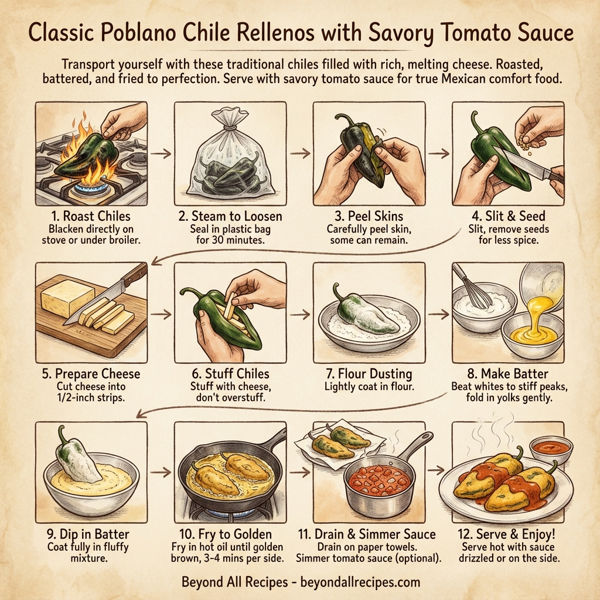 Classic Poblano Chile Rellenos with Savory Tomato Sauce instructions