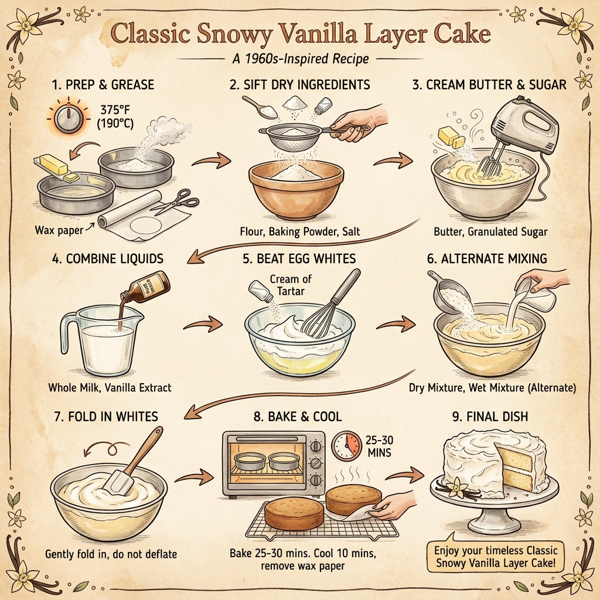 Classic Snowy Vanilla Layer Cake instructions