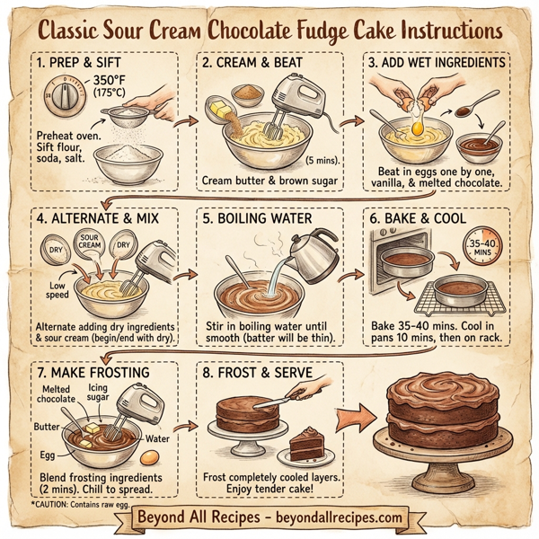 Classic Sour Cream Chocolate Fudge Cake instructions