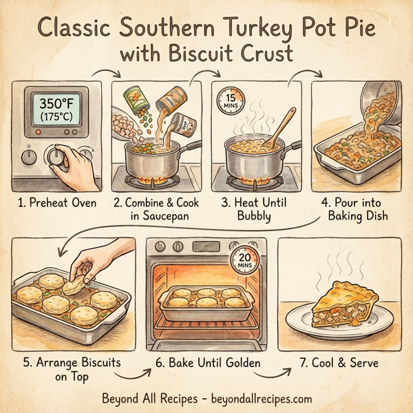 Classic Southern Turkey Pot Pie with Biscuit Crust instructions