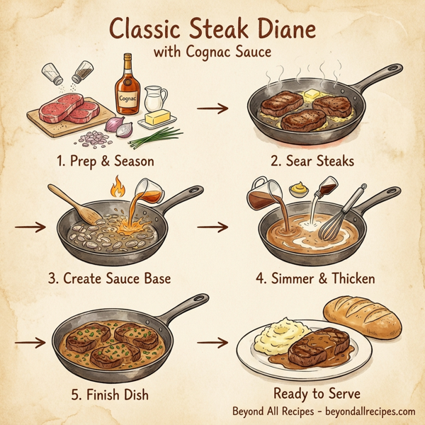 Classic Steak Diane with Cognac Sauce instructions