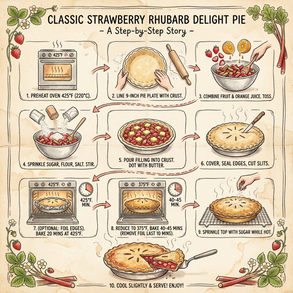 Classic Strawberry Rhubarb Delight Pie instructions