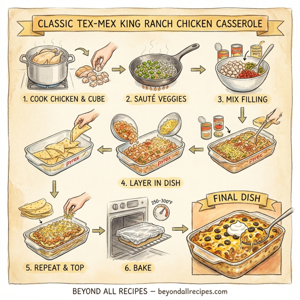 Classic Tex-Mex King Ranch Chicken Casserole instructions