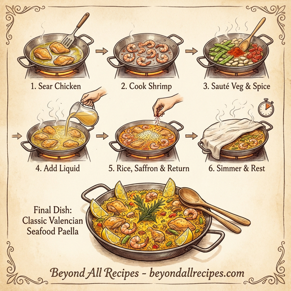 Classic Valencian Seafood Paella instructions