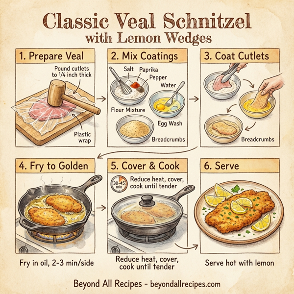 Classic Veal Schnitzel with Lemon Wedges instructions