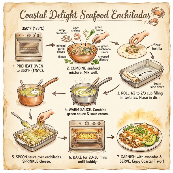 Coastal Delight Seafood Enchiladas instructions