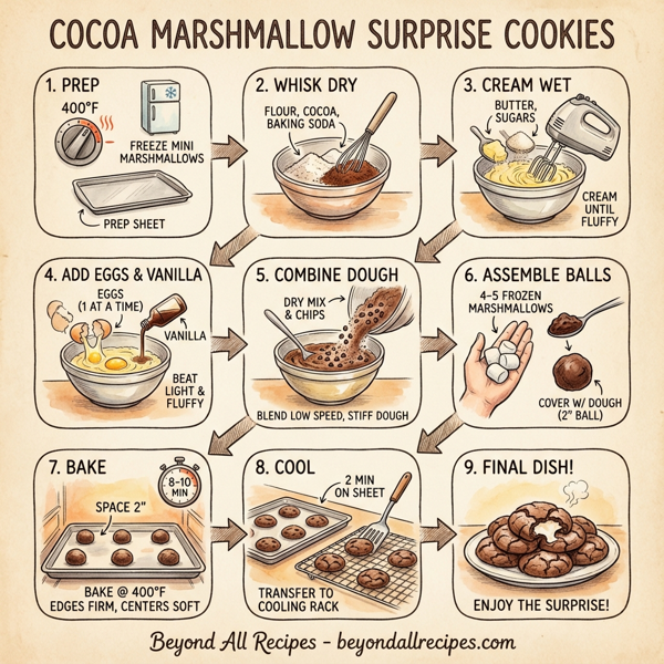 Cocoa Marshmallow Surprise Cookies instructions