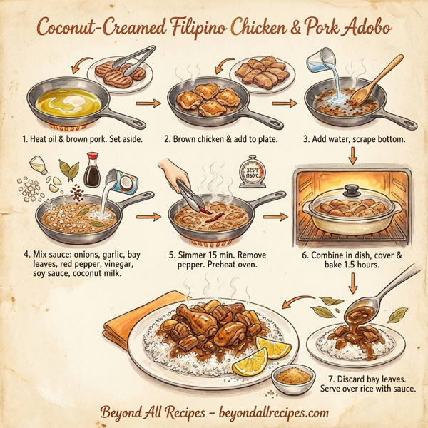 Coconut-Creamed Filipino Chicken & Pork Adobo instructions