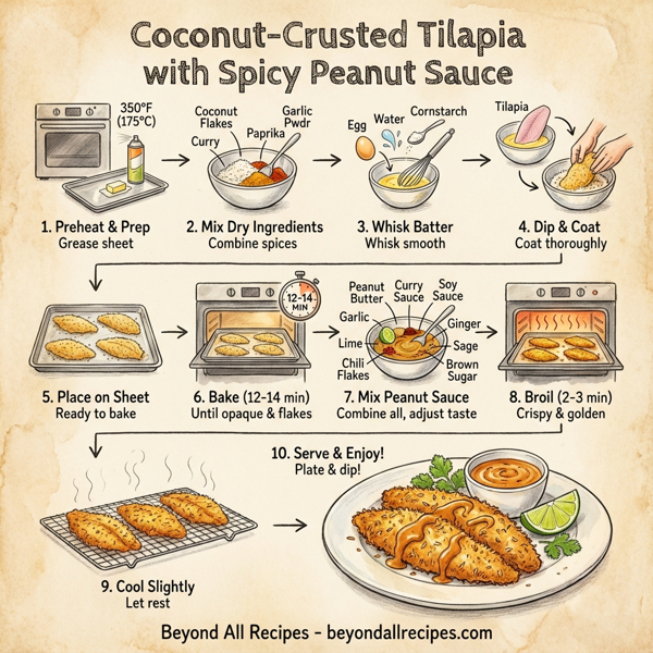 Coconut-Crusted Tilapia with Spicy Peanut Sauce instructions
