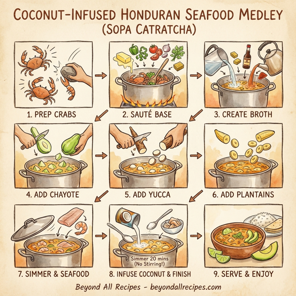 Coconut-Infused Honduran Seafood Medley (Sopa Catratcha) instructions
