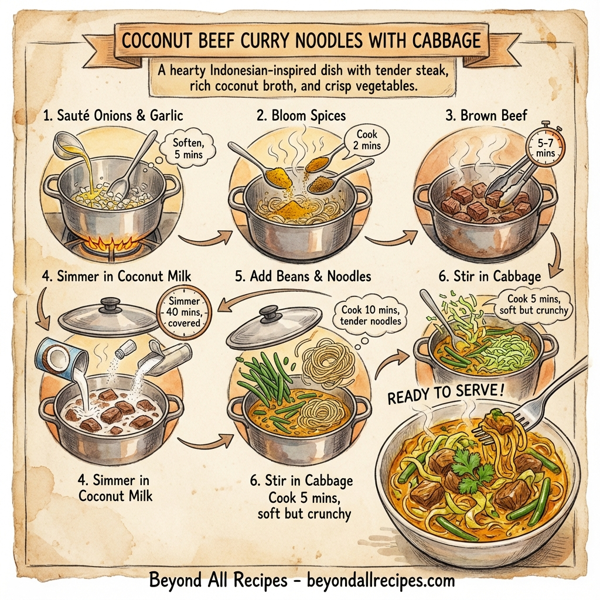 Coconut Beef Curry Noodles with Cabbage instructions